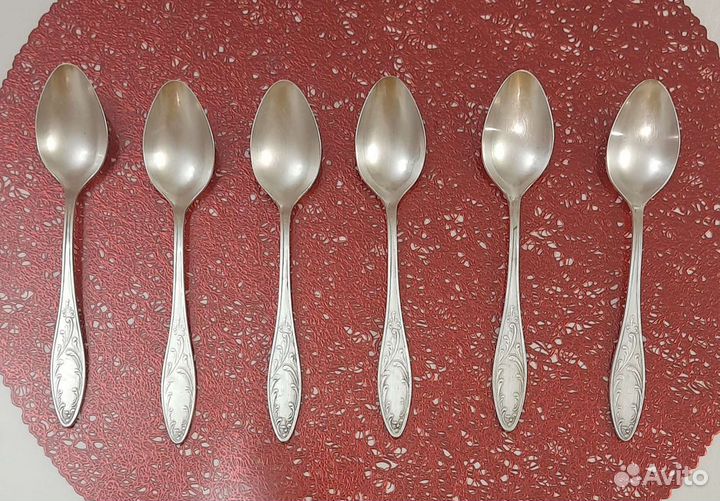 6 десертных ложек мельхиор 