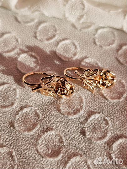 Золотые серьги Розы 585 СССР