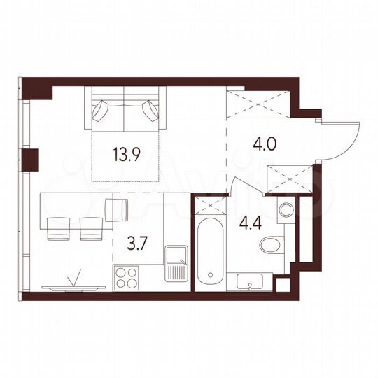 Квартира-студия, 26 м², 6/23 эт.