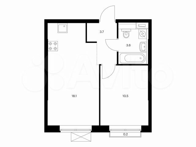 1-к. квартира, 36,1 м², 9/9 эт.