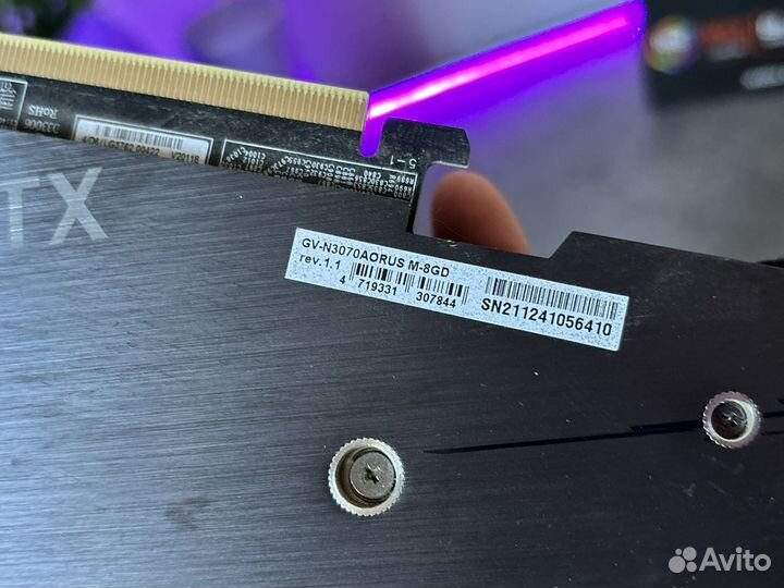 Видеокарта RTX 3070 8GB Gigabyte Aorus Master