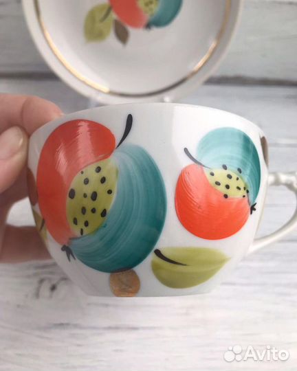 Сервиз Дулево Яблоки пара оранжевые листья