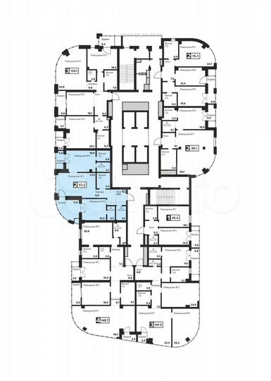 2-к. апартаменты, 93,2 м², 25/31 эт.