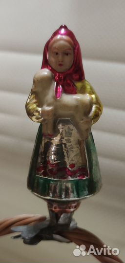 Ёлочная игрушка Алёнушка с козлёнком 1950гг