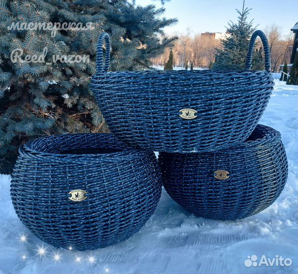 Кашпо из искусственного ротанга