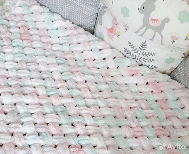 Плед вязаный плюшевый