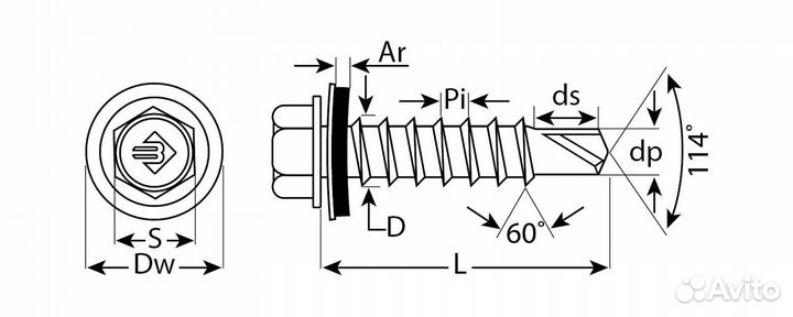 Зубр скм 6005 25 х 5.5 мм, зел. насыщ., кровельный