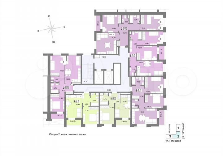 2-к. квартира, 57,9 м², 8/12 эт.