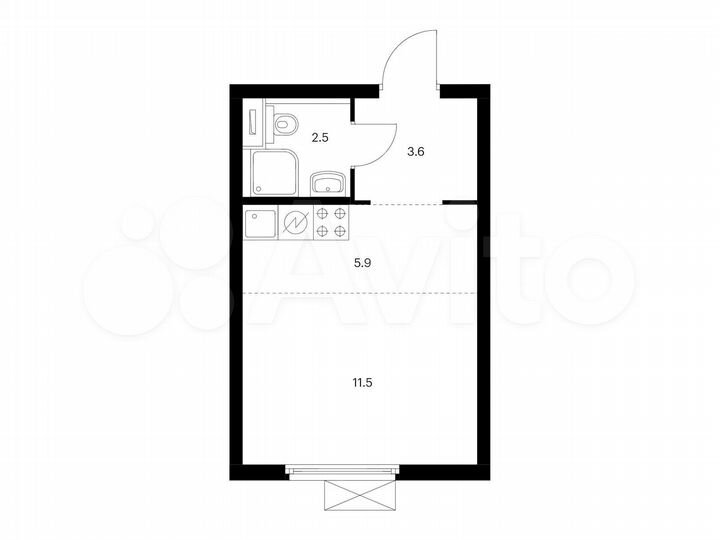 Квартира-студия, 23,5 м², 23/33 эт.
