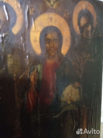 Старинная икона, Господь на троне. Позолота