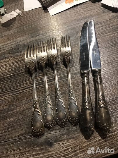 Посуда юммет мельхиор (вилка+нож) комплект