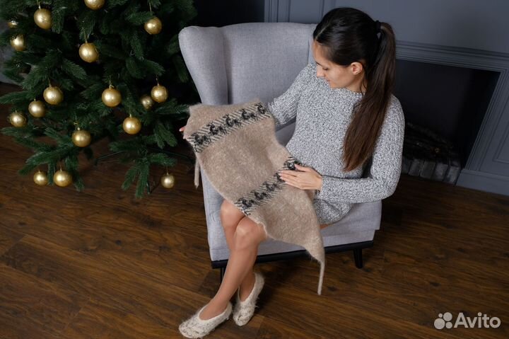 Согревающий вязаный пояс для спины