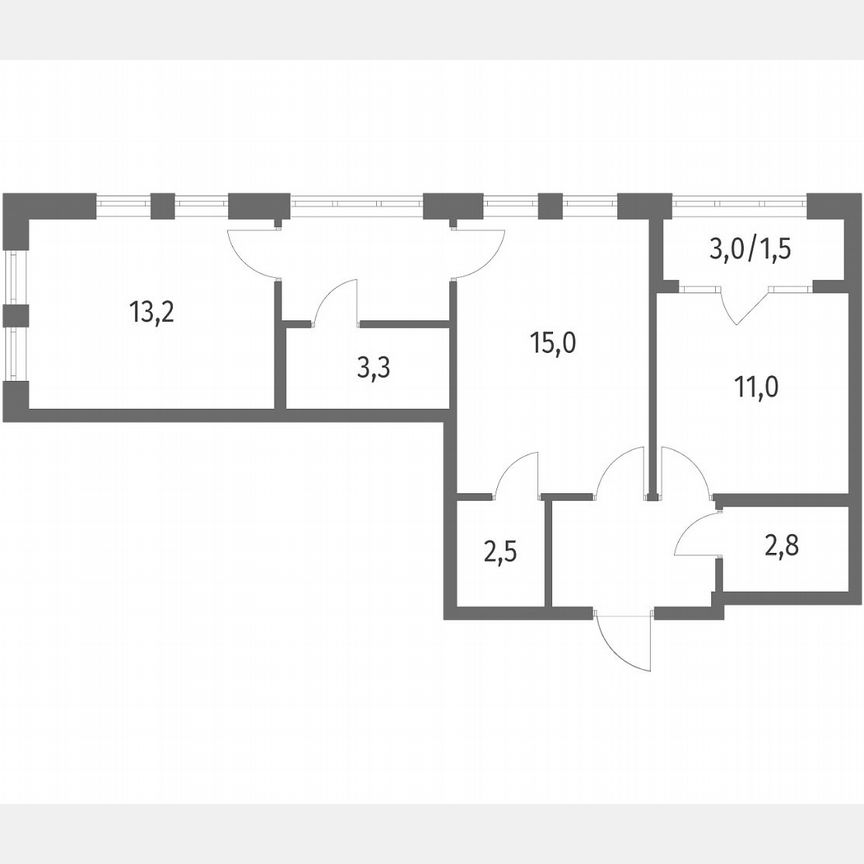 2-к. квартира, 59,1 м², 3/7 эт.