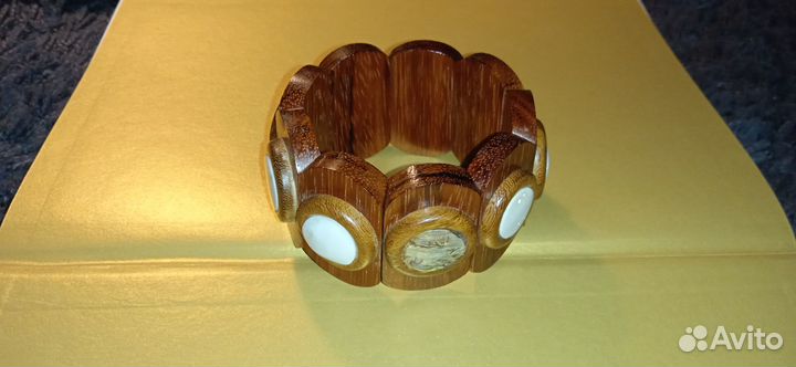 Браслет дерево перламутр