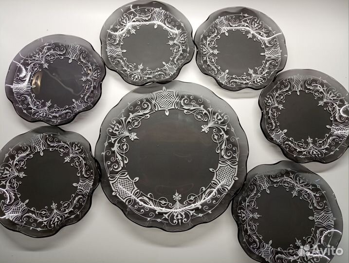 Тарелки десертные винтаж цветное стекло СССР