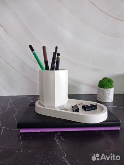 Настольный набор для канцелярии стакан на подносе