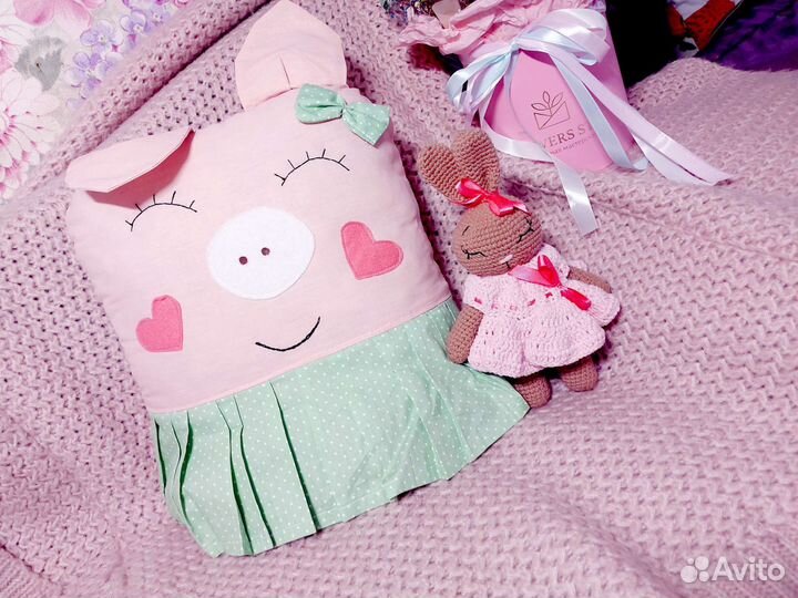 Набор подушка и игрушка. Подарок. Ручная работа