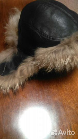 Шапка кожаная натуральный мех