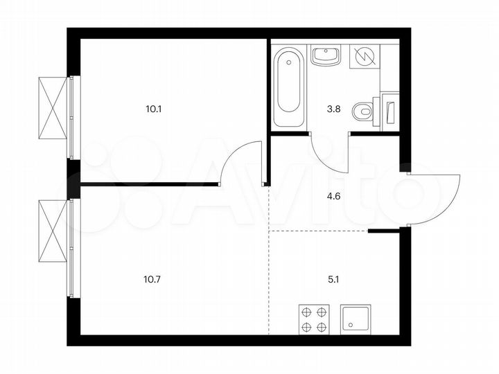 2-к. квартира, 34,3 м², 18/33 эт.