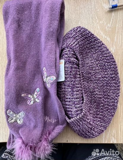 Комплект берет и шарф для девочки 7-9 лет