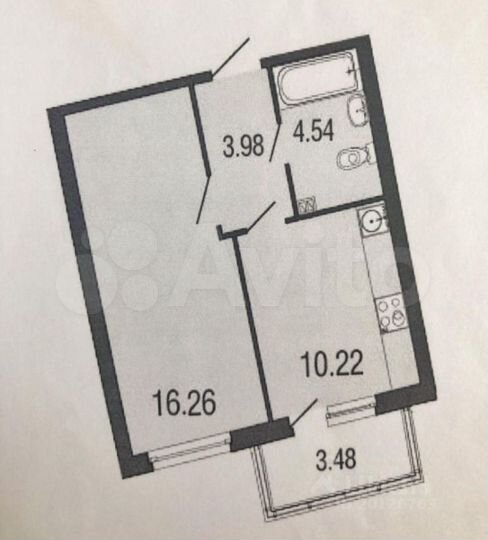 1-к. квартира, 35,2 м², 1/4 эт.