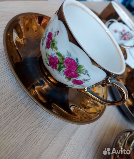 Кофейный сервиз дулево золотистый