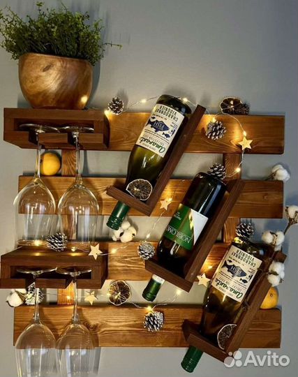 Полка для вина (винница) из массива дерева