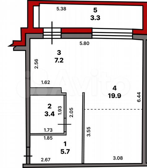 1-к. квартира, 39 м², 9/9 эт.