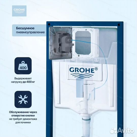 Инсталляция Grohe с кнопкой матовое золото