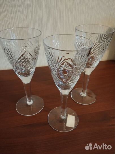 Большие фужеры хрустальные СССР широкие. Новые
