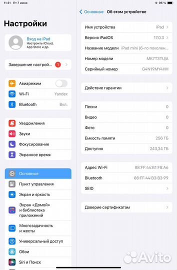 iPad mini 6 256 Space Gray