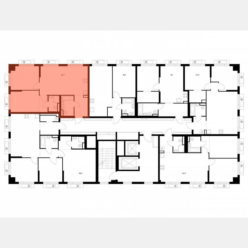 2-к. квартира, 62,7 м², 11/22 эт.