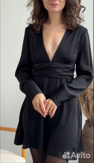 Платье женское атласное черное 42