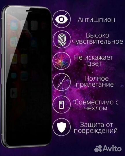 Защитное стекло Appple iPhone (антишпион)