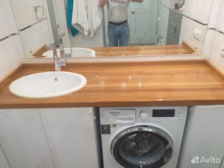 Столешница в ванную комнату из массива дерева