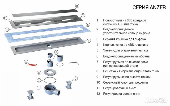 Душевой лоток Vincea Say Anzer 700 мм сатин SAY.72