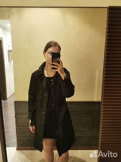 Чёрный женский плащ лёгкий, размер 46