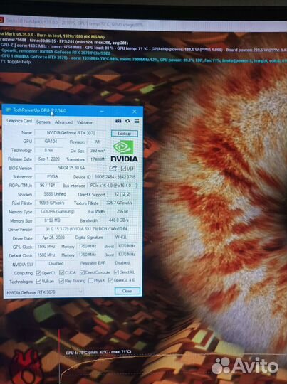 Видеокарта evga GeForce RTX 3070 XC3 ultra gaming