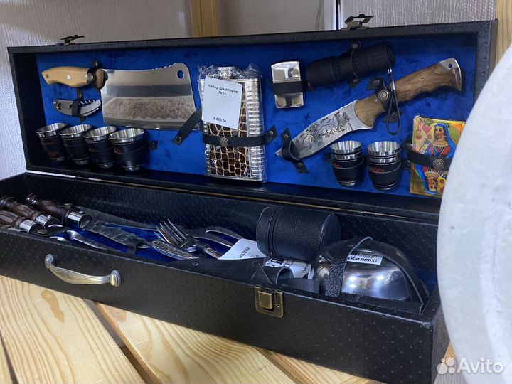 Набор шампуров подарочный в кейсе кожзам