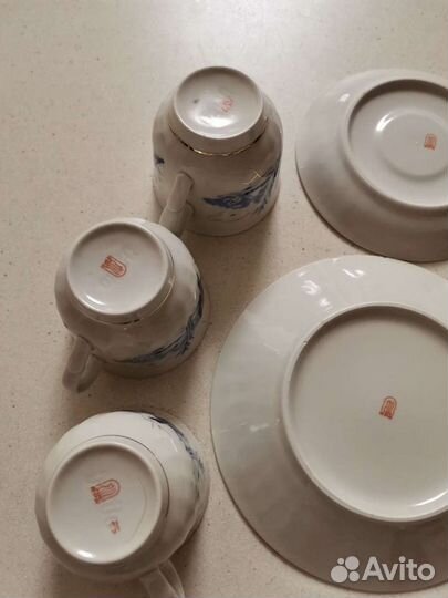 Кофейные чашки с блюдцами рижский фарфор