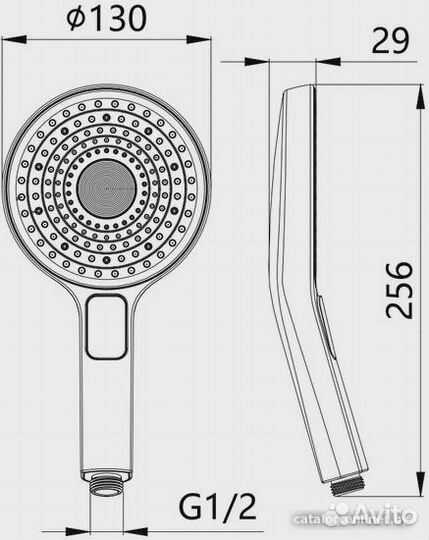 Ручной душ хром 3реж 130мм esko SPL1403