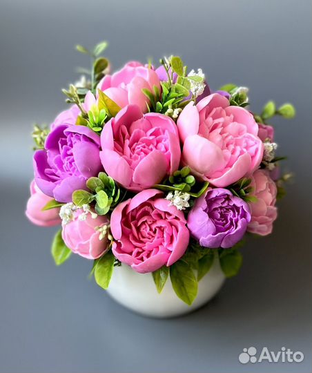 Мыло ручной работы букет пионов