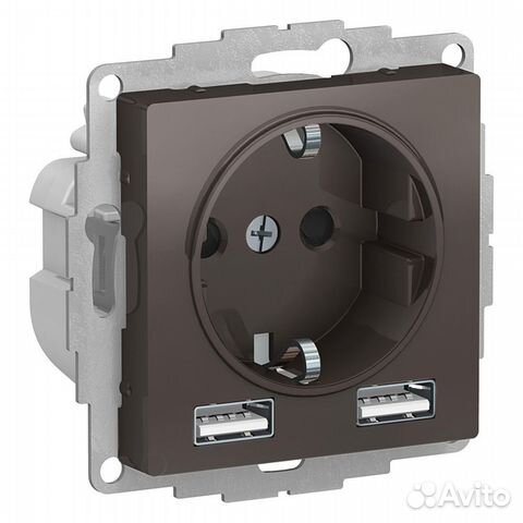 SE AtlasDesign Мокко SO + USB Розетка A+A, 5В/2,4А, 2х5В/1,2А, механизм