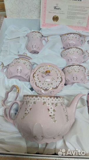 Чайный сервиз из чешского розового фарфора