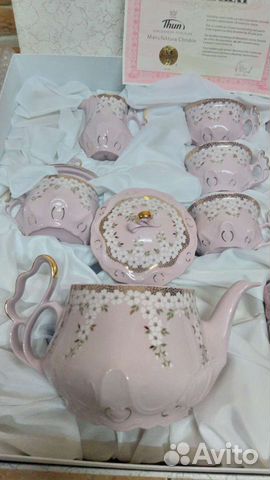 Чайный сервиз из чешского розового фарфора