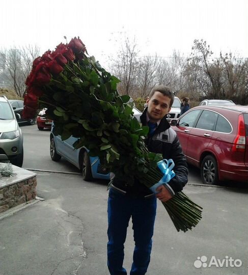 Букет из 55 красных роз 110 см