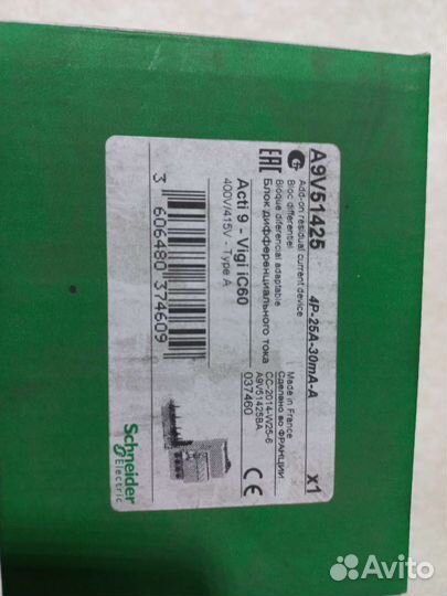 Schneider A9V51425 vigi IC60 4П 25A 30mA A