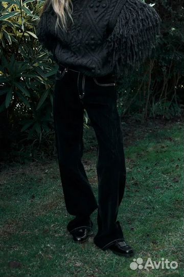 TRF flocked balloon jeans 34 джинсы Zara