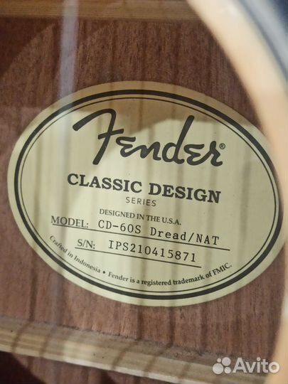 Новый Fender CD-60S Акустическая гитара