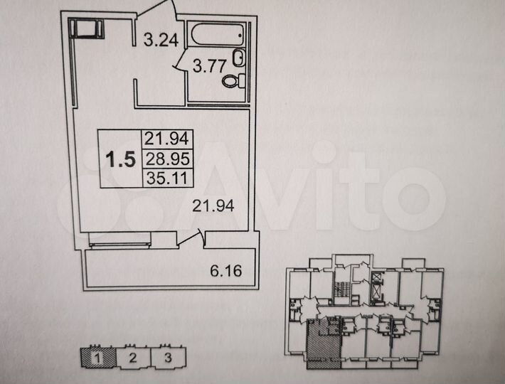 Квартира-студия, 35,1 м², 17/18 эт.